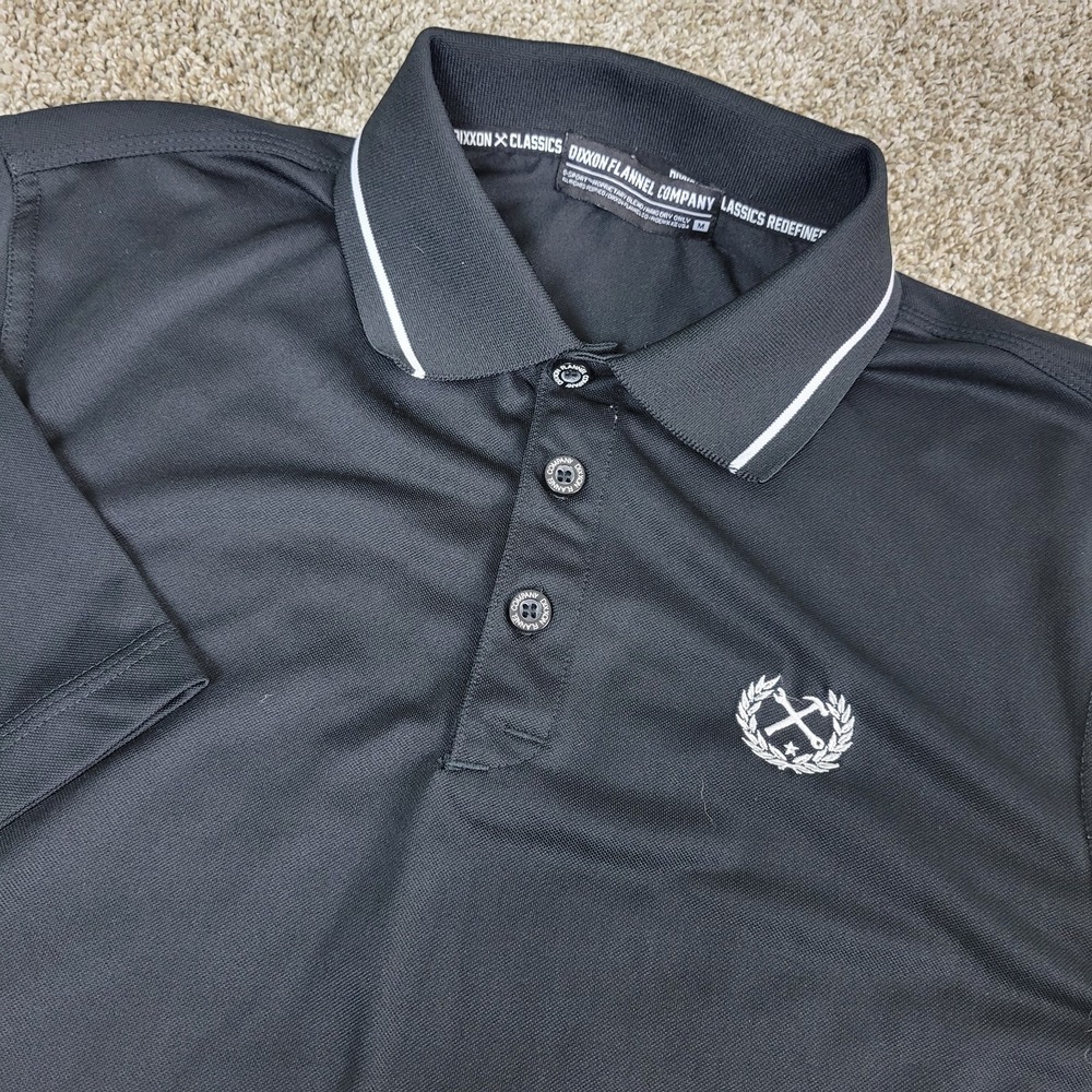 Dixxon Flannel‎ Company Mens Medium Solid Black Performance Stretch Polo SS
